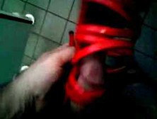 Me Wanking Very Horny Red High Heels In A Public Toilet