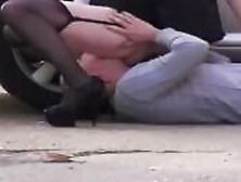 French Whore Fucking Her Client In The Street