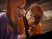 Scooby Doo - Velma And Daphne Halloween Threesome - 3D Porn