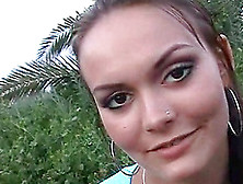Young Babe Natasha Drills Her Puss On The Grass