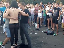 Drunk Wasted Teen Strips At Festival