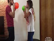 Nina And Alex Have Fun Popping Balloons