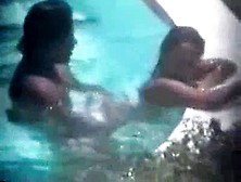 Hot Brunette Caught Fucking In The Hotel Pool By A Peeper