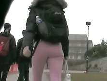 Fitty In Tight Pink Pants Walking From The Gym Street Candid Ass