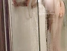 19 Yr Old Babygirl In Shower Fucks Herself With Big Dildo!