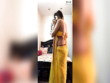 Sizzling & Super-Sexy Indian Chick's Dance In Yellow Saree