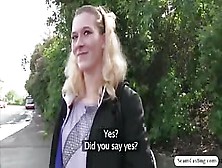 Blonde Claire Gets Her Pussy Fucked From Behind By The Fake Agent In Public