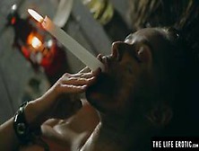 Sexy Brunette Squirting As She Fucks Herself With A Lit Candle