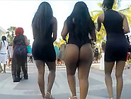 Ebony Brazilian Babes With Ghetto Booties Walk Around In Bikinis