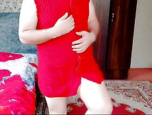Sexy Shemale Transvestite Princess Dressed In Red