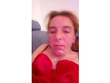 Leatransteen Wearing Red Corsagge And Cum In Mouth