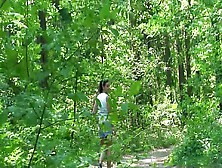 Teenager Pees In The Woods