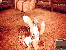 Red-Haired Furry With A Long Tail Has Sex Outdoors With A Futanari Fox