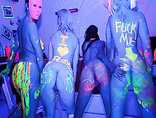 College Students With Body Painting Fucked In Ultraviolet Light