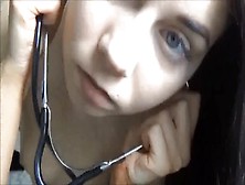 Bored Emo Teenie Plays With Her Stethoscope
