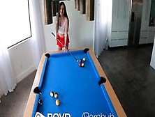Povd Small Tit Cutie Loses The Pool Table Game