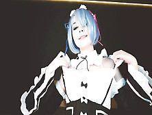 Maid Bitch Rem From Re Zero Is Missing And Plays Double Dildo - Cosplay Spooky Boogie