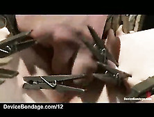 Pinned Down Babe Covered In Clothes Pins Finger Fucked