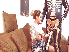 Horny Skeleton Plays With Teen And Spank Her Hot Ass