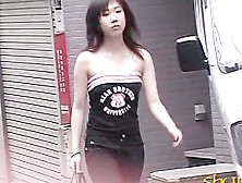 Brunette Asian Got Top Sharked While Walking Down The Street