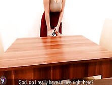 Blonde School Girl Inside Skirt Pees On Table.  Pissing Desperation.  Pee.  Pissing | Dirty Dove