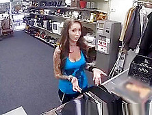 Brunette Sucking Dick Behind Counter In Pawn Shop