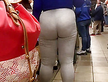 Bubble Booty Blonde Latina In Grey See-Thru Spandex