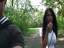 The Amateur Couple Is Taking A Hike In The Nearby Forest