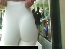 Lovely Curvy Ass In White Leggings