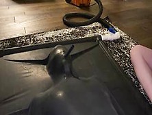 Cute Girl In Latex Vacbed Cums Over And Over