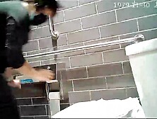 Mature Coffee Shop Employee Caught On The Toilet