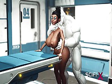 A Sexy Young Busty Ebony Has Hard Anal Sex With Sex Robot In The Medbay