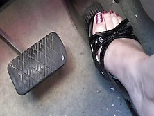 Kinky Milf Is Filming Her Nice Feet While Driving A Car