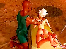 Big Tits Futanari Babe Fucking A Black Guy On A Beach In A 3D Animation
