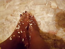 Amateur Sexy Brown Ebony Feet In Food
