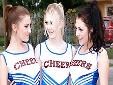 Cheerleaders Riley Mae,  Lily Rader,  Megan Sage All Get Fucked