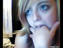 Pretty Blonde Teen Teasing In Front Of The Webcam