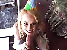 Slutty Teen Cutie Celebrated Her Birtday With A Bang On The Couch
