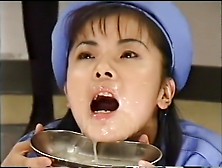 Beautiful Japanese Girl In A Blue Outfit Gets Hot Cum All Over Her Face