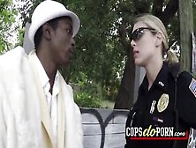 Two White Female Cops With Big Boobs Fuck With Big Black Cock After Being Arrested.