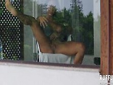Spying On Slut Neighbor Masturbating On Balcony