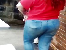 Big Assed Bbw Red Head Walking In Tight Jeans