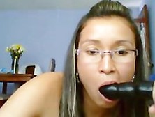 Latin With Glases Webcam Show On A Couch (Ar)