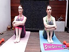Ashley Lane And Izzy Lush Finger Their Stepbrother's Friend's Clit In Hot Yoga Pose
