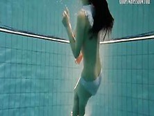 Brunette Big Boobs Teen Andrea Swimming In The Pool