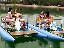 Simone K Enjoys A Lesbian Orgy On A Lake
