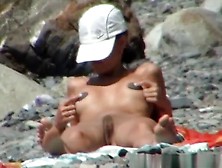 Skinny Nudist Woman Sunbathing