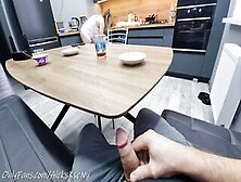 Step Sister Noticed Me Masturbating My Fat Penis Under The Table While Stepmom Is Into The Next Door