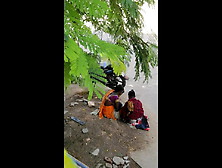 Indian Poor Women Giving Milk In Public