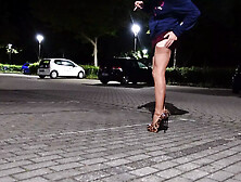 Sissy Pees Her Micro Thong In The Parking Lot With Real Nylons And Skyheels